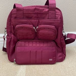 Lug Puddle Jumper Burgundy Quilted Travel Bag Tote Overnight Gym Bag - Burgundy
